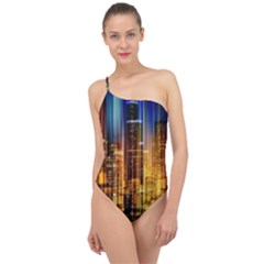 Skyline-light-rays-gloss-upgrade Classic One Shoulder Swimsuit by Jancukart