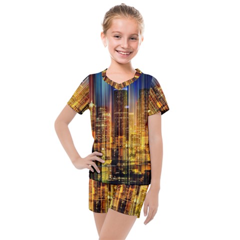 Skyline-light-rays-gloss-upgrade Kids  Mesh Tee And Shorts Set by Jancukart