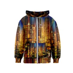 Skyline-light-rays-gloss-upgrade Kids  Zipper Hoodie by Jancukart