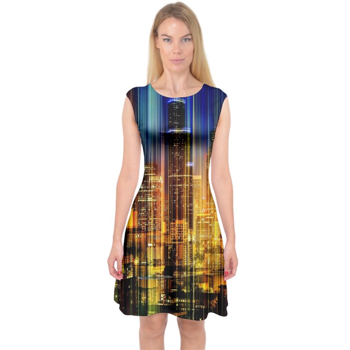 Skyline-light-rays-gloss-upgrade Capsleeve Midi Dress