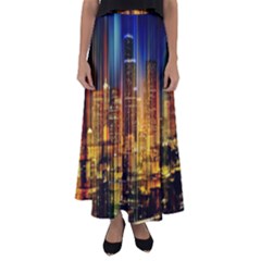 Skyline-light-rays-gloss-upgrade Flared Maxi Skirt by Jancukart