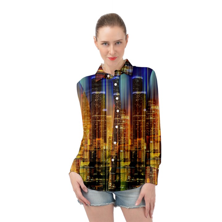 Skyline-light-rays-gloss-upgrade Long Sleeve Chiffon Shirt