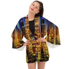 Skyline-light-rays-gloss-upgrade Long Sleeve Kimono by Jancukart