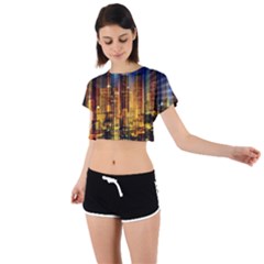 Skyline-light-rays-gloss-upgrade Tie Back Short Sleeve Crop Tee by Jancukart