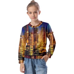 Skyline-light-rays-gloss-upgrade Kids  Long Sleeve Tee With Frill 