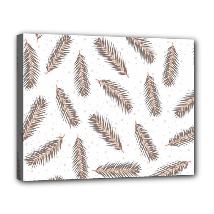 Christmas-seamless-pattern-with-gold-fir-branches Canvas 14  x 11  (Stretched)