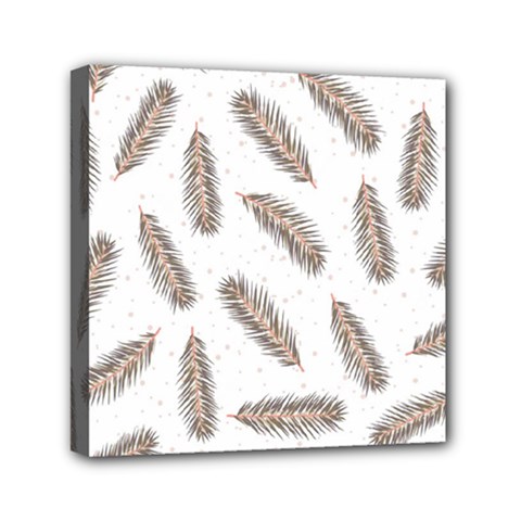 Christmas-seamless-pattern-with-gold-fir-branches Mini Canvas 6  X 6  (stretched) by nate14shop