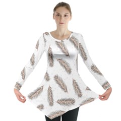 Christmas-seamless-pattern-with-gold-fir-branches Long Sleeve Tunic 