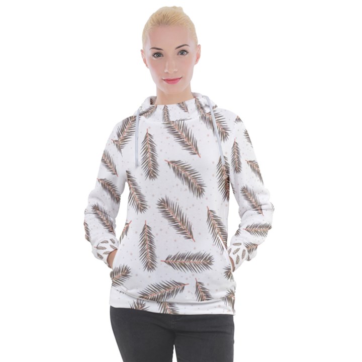 Christmas-seamless-pattern-with-gold-fir-branches Women s Hooded Pullover