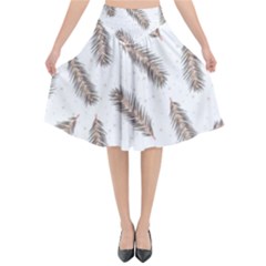 Christmas-seamless-pattern-with-gold-fir-branches Flared Midi Skirt by nate14shop