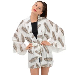 Christmas-seamless-pattern-with-gold-fir-branches Long Sleeve Kimono by nate14shop