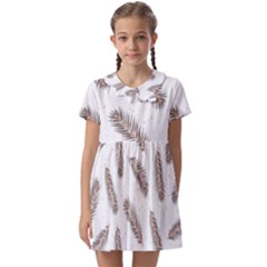 Christmas-seamless-pattern-with-gold-fir-branches Kids  Asymmetric Collar Dress by nate14shop