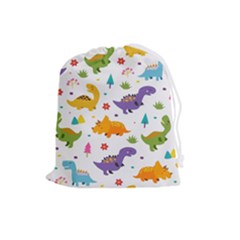 Dinosaurs-seamless-pattern-kids 003 Drawstring Pouch (large) by nate14shop