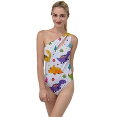 Dinosaurs-seamless-pattern-kids 003 To One Side Swimsuit by nate14shop