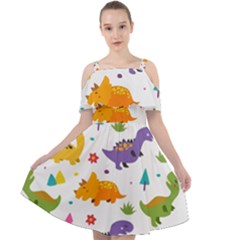 Dinosaurs-seamless-pattern-kids 003 Cut Out Shoulders Chiffon Dress by nate14shop