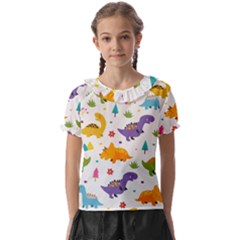 Dinosaurs-seamless-pattern-kids 003 Kids  Frill Chiffon Blouse