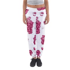 Grape-bunch-seamless-pattern-white-background-with-leaves 001 Women s Jogger Sweatpants by nate14shop