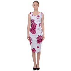 Grape-bunch-seamless-pattern-white-background-with-leaves 001 Sleeveless Pencil Dress