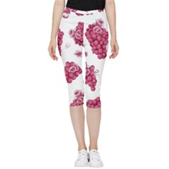 Grape-bunch-seamless-pattern-white-background-with-leaves 001 Inside Out Lightweight Velour Capri Leggings  by nate14shop