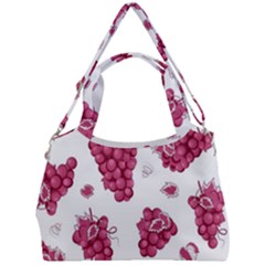 Grape-bunch-seamless-pattern-white-background-with-leaves 001 Double Compartment Shoulder Bag by nate14shop