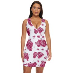 Grape-bunch-seamless-pattern-white-background-with-leaves 001 Draped Bodycon Dress by nate14shop