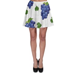 Grape-bunch-seamless-pattern-white-background-with-leaves Skater Skirt by nate14shop