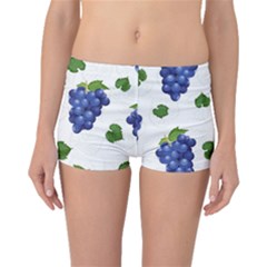 Grape-bunch-seamless-pattern-white-background-with-leaves Boyleg Bikini Bottoms by nate14shop