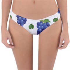 Grape-bunch-seamless-pattern-white-background-with-leaves Reversible Hipster Bikini Bottoms by nate14shop