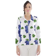 Grape-bunch-seamless-pattern-white-background-with-leaves Women s Windbreaker by nate14shop