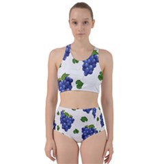 Grape-bunch-seamless-pattern-white-background-with-leaves Racer Back Bikini Set by nate14shop