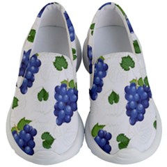 Grape-bunch-seamless-pattern-white-background-with-leaves Kids Lightweight Slip Ons by nate14shop