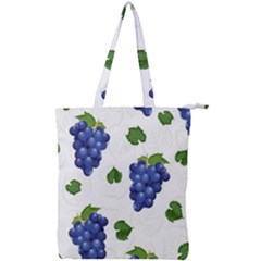 Grape-bunch-seamless-pattern-white-background-with-leaves Double Zip Up Tote Bag