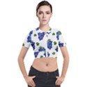 Grape-bunch-seamless-pattern-white-background-with-leaves Short Sleeve Cropped Jacket View1