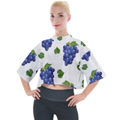 Grape-bunch-seamless-pattern-white-background-with-leaves Mock Neck Tee by nate14shop