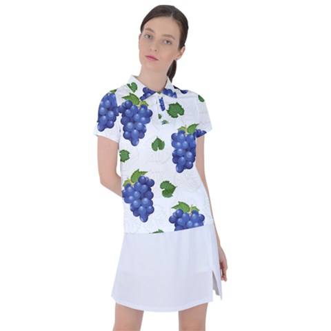 Grape-bunch-seamless-pattern-white-background-with-leaves Women s Polo Tee by nate14shop