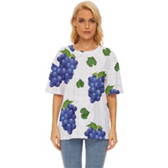 Grape-bunch-seamless-pattern-white-background-with-leaves Oversized Basic Tee by nate14shop