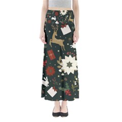 Hand Drawn Christmas Pattern Design Full Length Maxi Skirt by nate14shop