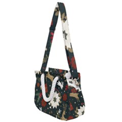 Hand Drawn Christmas Pattern Design Rope Handles Shoulder Strap Bag