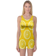 Lemon-fruits-slice-seamless-pattern One Piece Boyleg Swimsuit by nate14shop