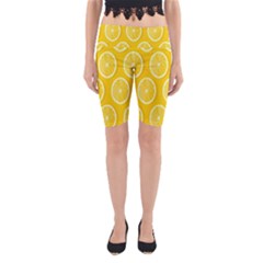 Lemon-fruits-slice-seamless-pattern Yoga Cropped Leggings by nate14shop