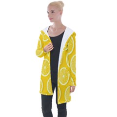 Lemon-fruits-slice-seamless-pattern Longline Hooded Cardigan by nate14shop