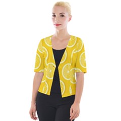 Lemon-fruits-slice-seamless-pattern Cropped Button Cardigan by nate14shop