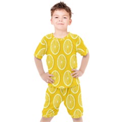 Lemon-fruits-slice-seamless-pattern Kids  Tee And Shorts Set by nate14shop