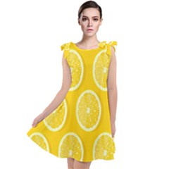 Lemon-fruits-slice-seamless-pattern Tie Up Tunic Dress by nate14shop