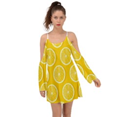 Lemon-fruits-slice-seamless-pattern Kimono Sleeves Boho Dress by nate14shop