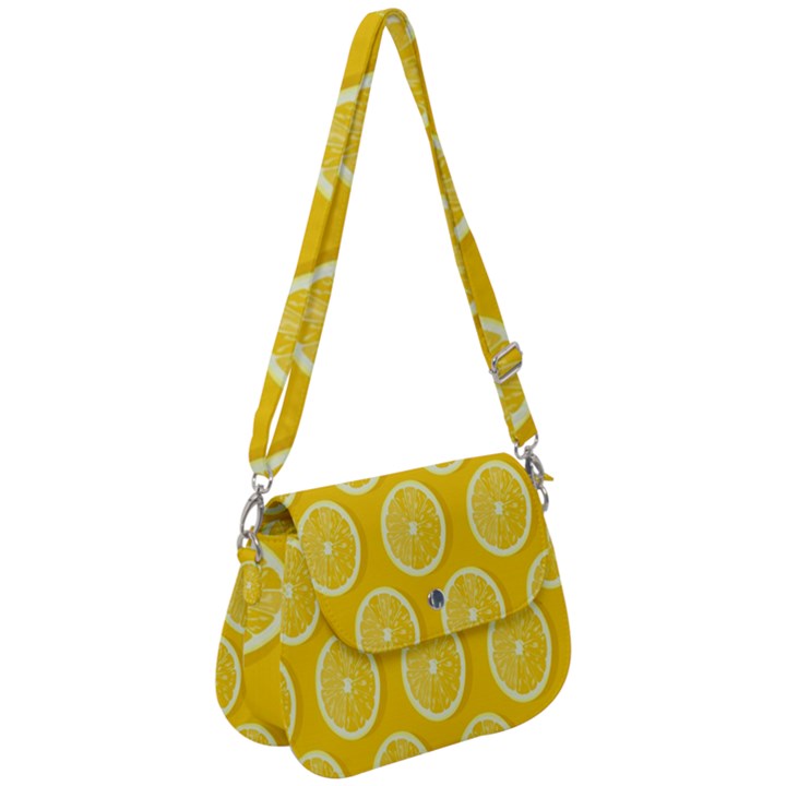 Lemon-fruits-slice-seamless-pattern Saddle Handbag