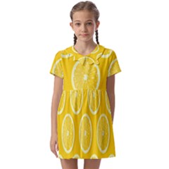 Lemon-fruits-slice-seamless-pattern Kids  Asymmetric Collar Dress by nate14shop