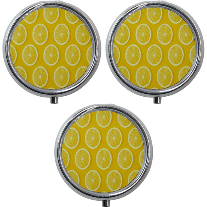 Lemon-fruits-slice-seamless-pattern Mini Round Pill Box (Pack of 3)