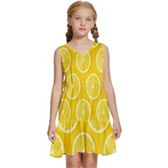 Lemon-fruits-slice-seamless-pattern Kids  Sleeveless Tiered Mini Dress by nate14shop