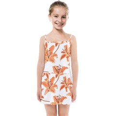 Lily-flower-seamless-pattern-white-background Kids  Summer Sun Dress